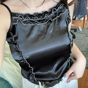 Black Satin Unique Tank